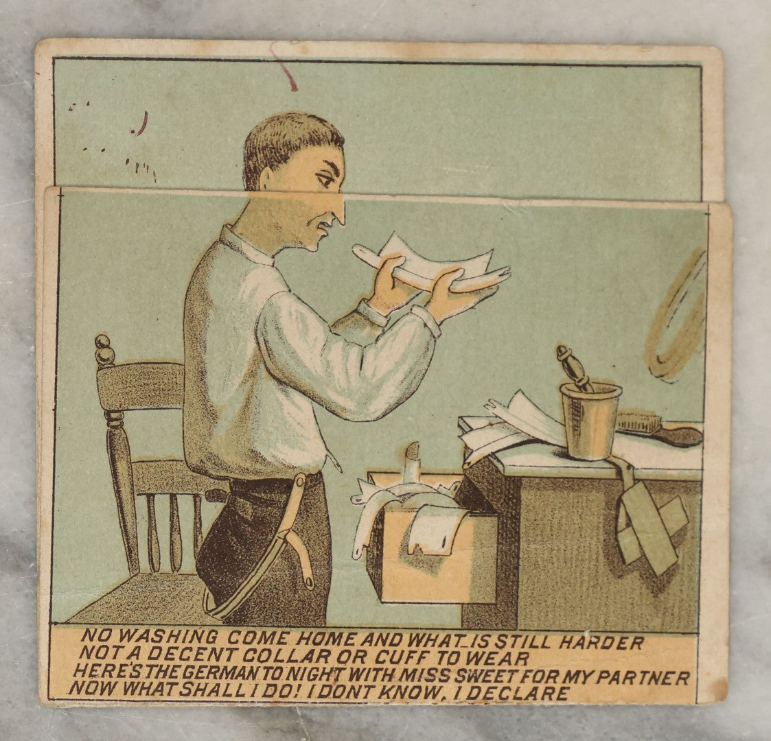 Lot 160 - Grouping Of Five Trade Cards Including Three Transforming Flip Out Cards, A Mechanical Windmill Card, And An Early Santa Die Cut