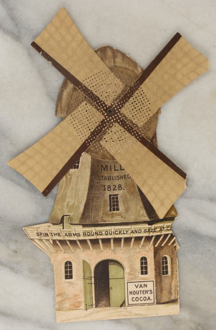 Lot 160 - Grouping Of Five Trade Cards Including Three Transforming Flip Out Cards, A Mechanical Windmill Card, And An Early Santa Die Cut