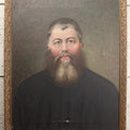 Lot 003 - Antique Oil On Canvas Portrait Painting Of A Bearded Man In Black Robe, In Frame, Note Holes, Losses, 18-1/2" x 22-1/2"