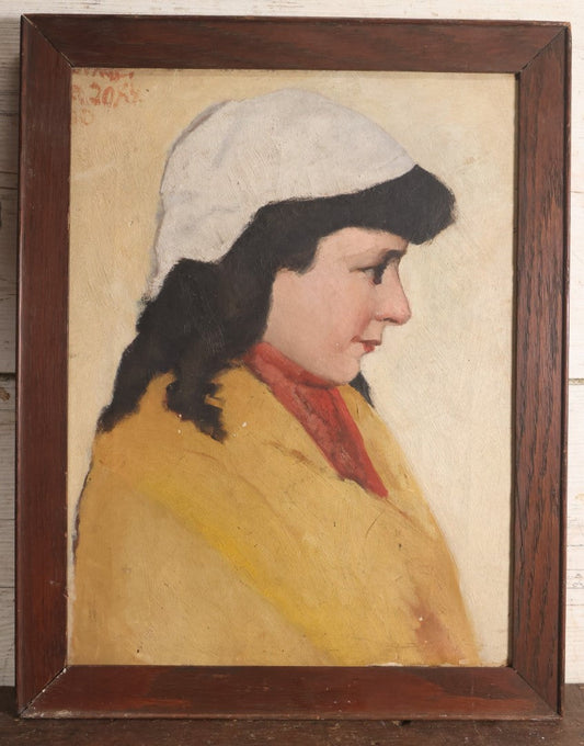 Lot 007 - Antique Oil On Canvas Painting Of A Little Girl In Profile, Marked St. Louis On Verso, Marking In Upper Right, "Grace," Dated March 20Th, 1910, 15-1/2" x 20"