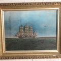 Lot 010 - Antique Nautical Reverse Painting On Glass Of Tall Ship "Swift," Titled "Round The Coast," Dated October 21, 1892, Artist Signed H.M. Jeff, In Frame, 16" x 13"