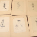 Lot 013 - Grouping Of 10 Antique Hand Drawn Pencil Sketches Of Women's Fashion, Likely Student Works, Signed Mildred Bradley