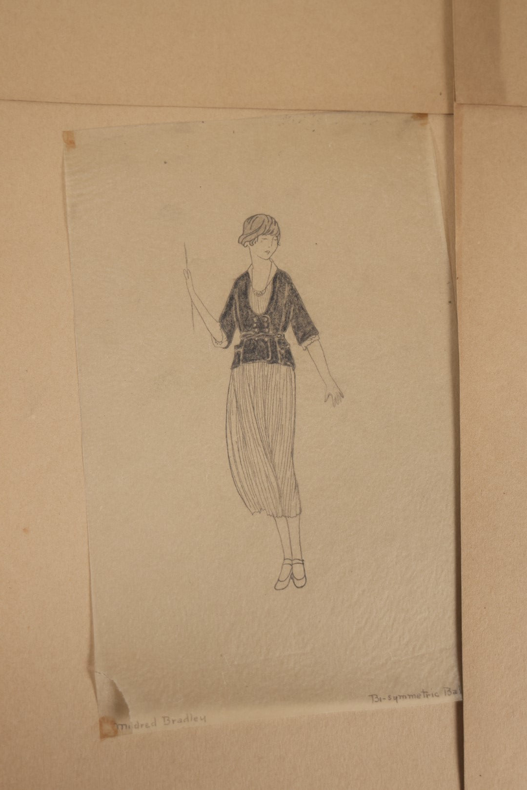 Lot 013 - Grouping Of 10 Antique Hand Drawn Pencil Sketches Of Women's Fashion, Likely Student Works, Signed Mildred Bradley