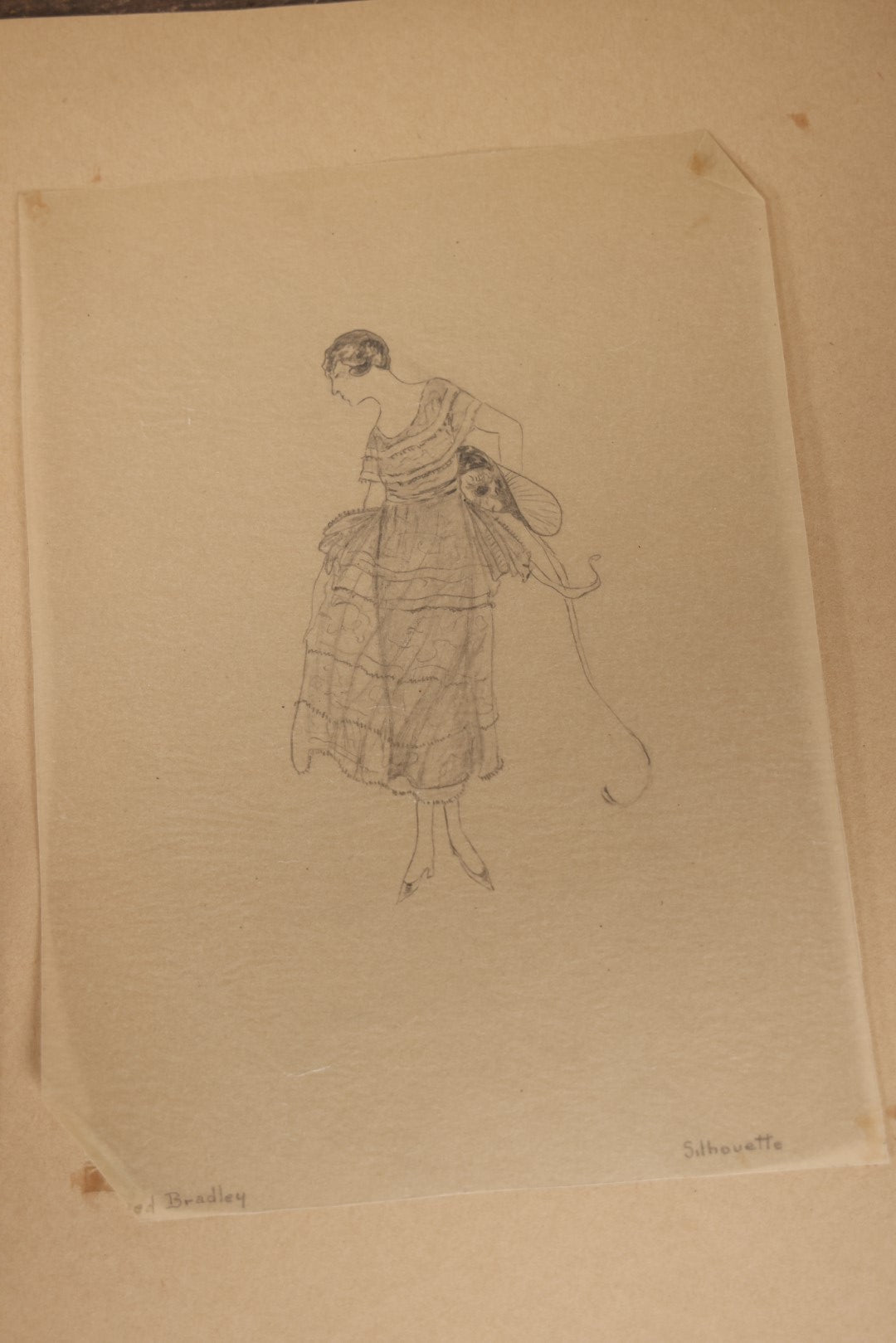 Lot 013 - Grouping Of 10 Antique Hand Drawn Pencil Sketches Of Women's Fashion, Likely Student Works, Signed Mildred Bradley