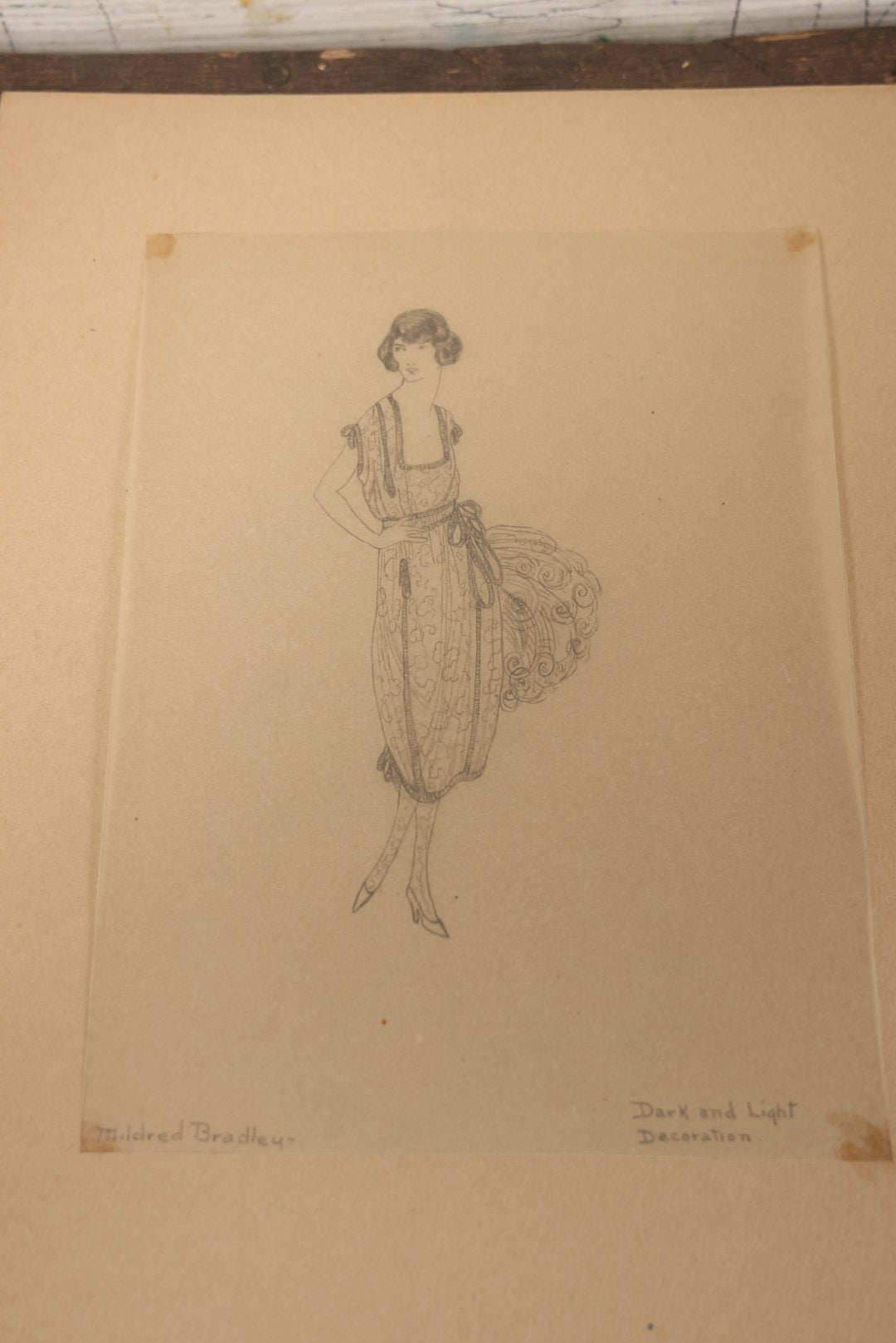 Lot 013 - Grouping Of 10 Antique Hand Drawn Pencil Sketches Of Women's Fashion, Likely Student Works, Signed Mildred Bradley