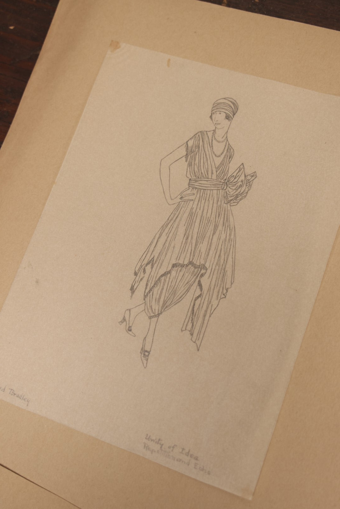 Lot 013 - Grouping Of 10 Antique Hand Drawn Pencil Sketches Of Women's Fashion, Likely Student Works, Signed Mildred Bradley