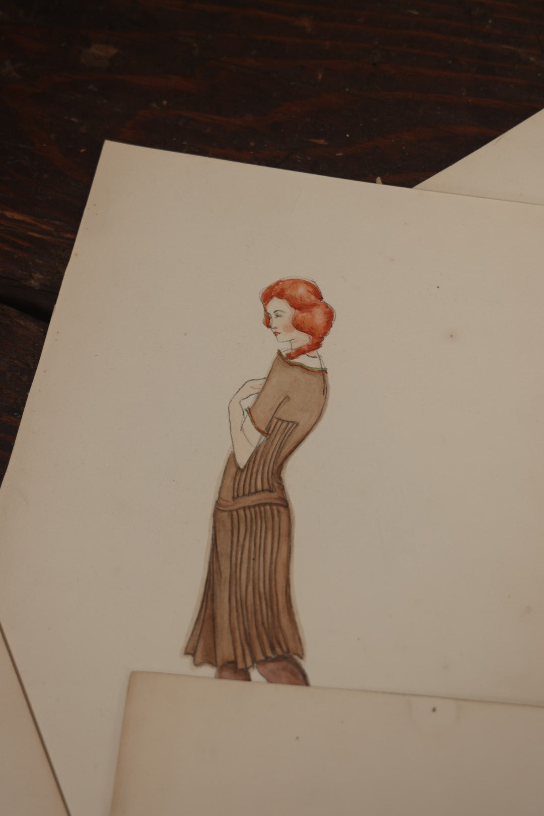 Lot 014 - Grouping Of 11 Antique Hand Drawn, Hand Colored Pencil Drawings Of Women's Fashion, Signed Mildred Bradley, Marked Bainbridge Drawing Bristol, Teacher's College