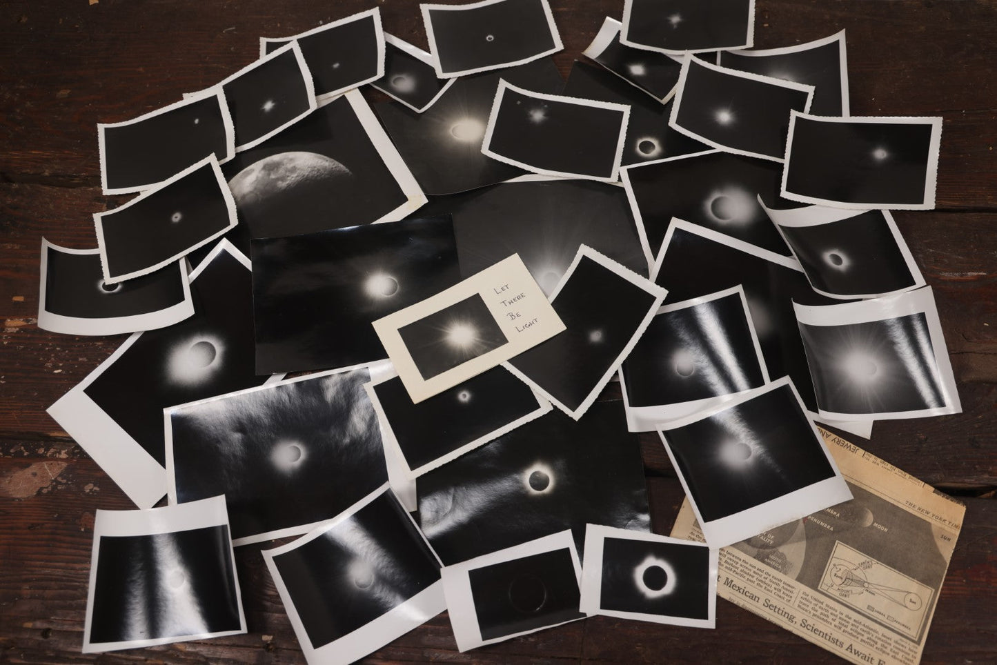 Lot 017 - Grouping Of 30+ Vintage Black And White Snap Shot Photos Of The Total Solar Eclipse On March 7Th, 1970, As Seen East Of Cape Cod, Massachusetts, With Provenance And New York Times Article