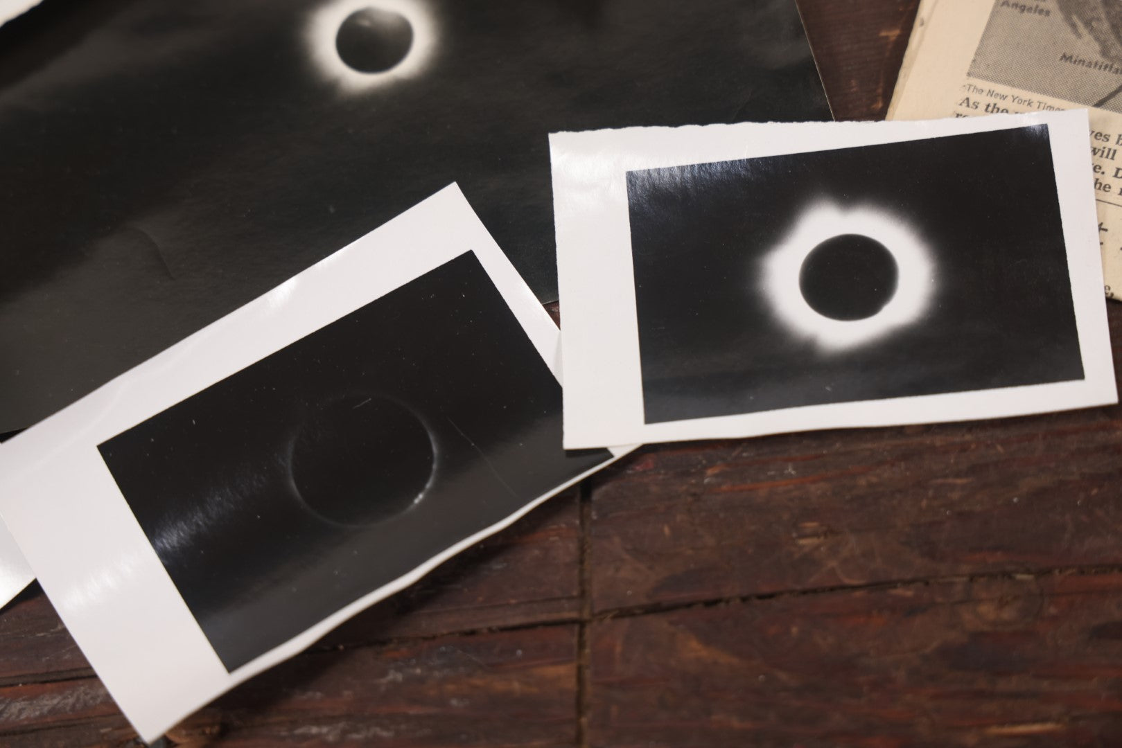 Lot 017 - Grouping Of 30+ Vintage Black And White Snap Shot Photos Of The Total Solar Eclipse On March 7Th, 1970, As Seen East Of Cape Cod, Massachusetts, With Provenance And New York Times Article