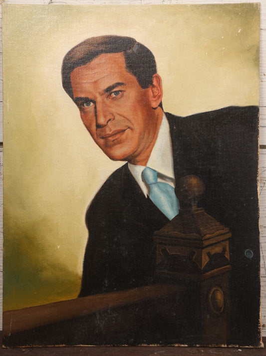 Lot 022 - Actor Martin Landau As Rollin Hand In "Mission: Impossible" (1966) Original Painting On Board, Artist Signed By Brian K. Hamilton, Dated 1968, 12" x 16"