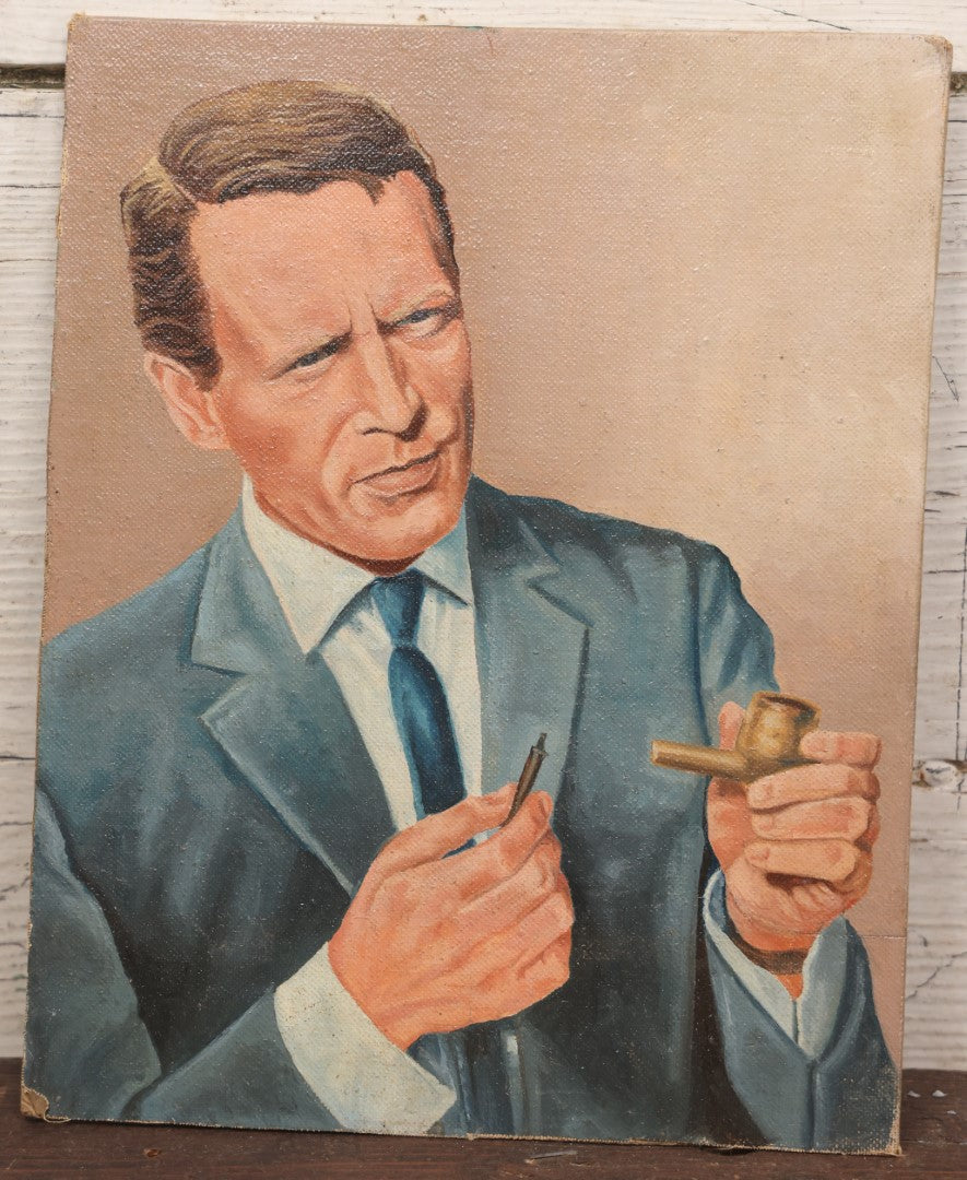 Lot 030 - Actor Patrick Mcgoohan As John Drake In "Secret Agent" (1964) Original Painting On Board, Artist Signed By Brian K. Hamilton, Dated 1966, 8" x 10"