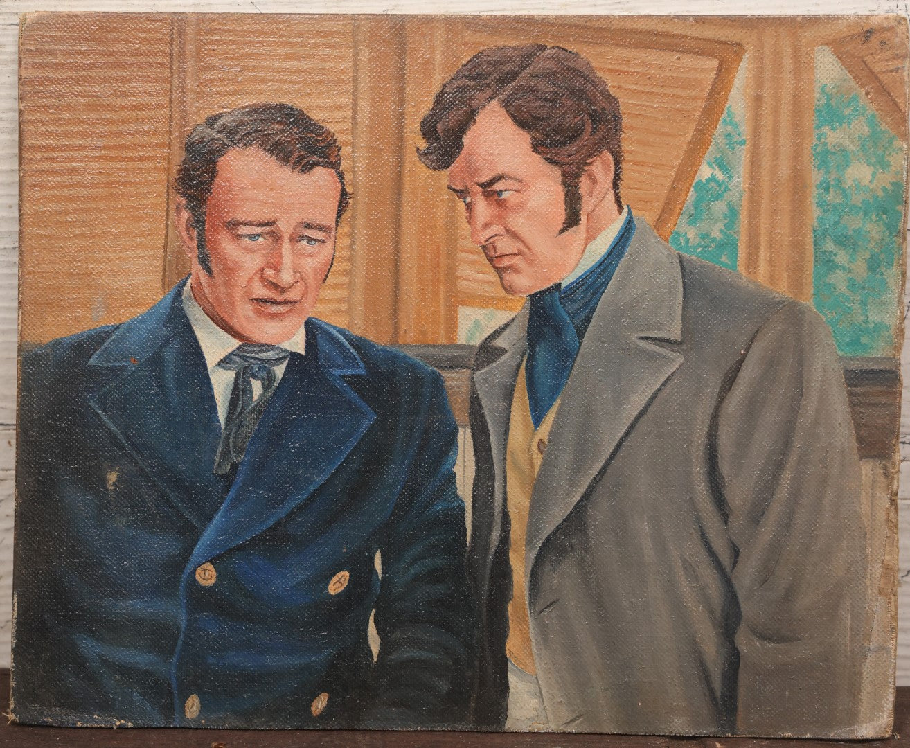 Lot 031 - Actors John Wayne And Ray Milland As Captain Jack Stuart And Stephen Tolliver In "Reap The Wild Wind" (1942) Original Painting On Board, Artist Signed By Brian K. Hamilton, Dated 1966, 8" x 10"