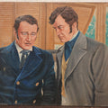 Lot 031 - Actors John Wayne And Ray Milland As Captain Jack Stuart And Stephen Tolliver In "Reap The Wild Wind" (1942) Original Painting On Board, Artist Signed By Brian K. Hamilton, Dated 1966, 8" x 10"