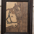 Lot 032 - Vintage Pen And Ink Drawing In Frame Of Horses In A Stable, Artist Signed, Dated 1933, Milford, Massachusetts, 9-3/4" x 12-1/2"