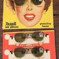 Lot 036 - Vintage Rexall Sunglasses Carded Store Display With Woman's Face, Four Pairs Of New Old Stock N.O.S. Sunglasses With Protective Lenses, Note Separation In Cards