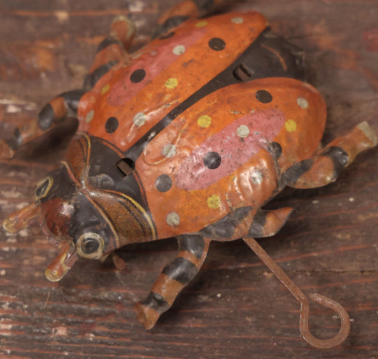 Lot 037 - Antique Tin Lithograph Wind Up Ladybug Toy, Made In Germany, Circa 1900