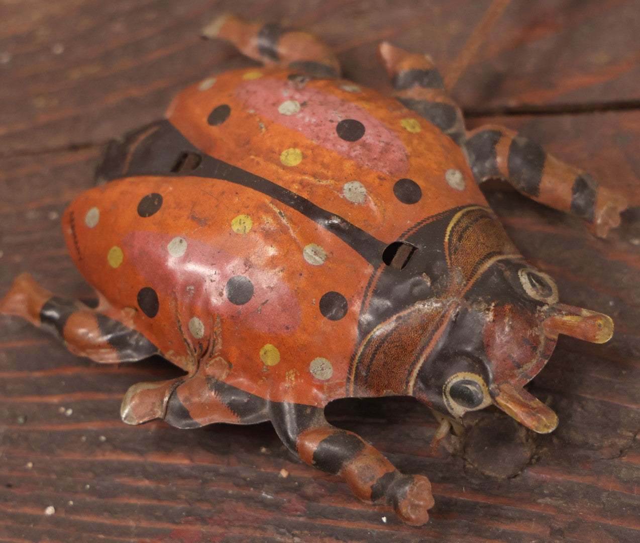 Lot 037 - Antique Tin Lithograph Wind Up Ladybug Toy, Made In Germany, Circa 1900