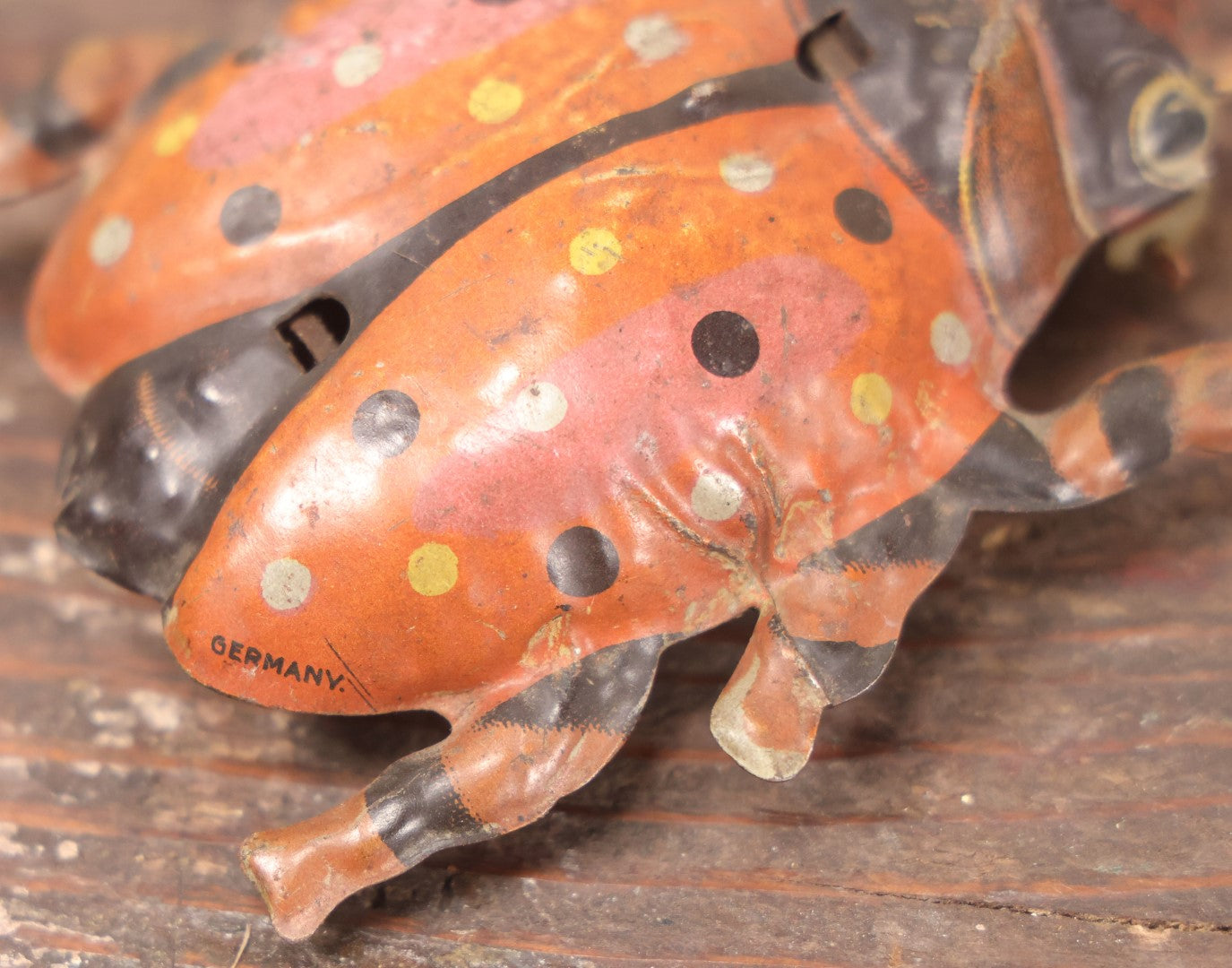 Lot 037 - Antique Tin Lithograph Wind Up Ladybug Toy, Made In Germany, Circa 1900