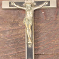 Lot 038 - Antique Ebonized Wood And Metal Pectoral Crucifix With Skull And Crossbones At Jesus' Feet, Marked Germany, Cross Measures Approximately 6"