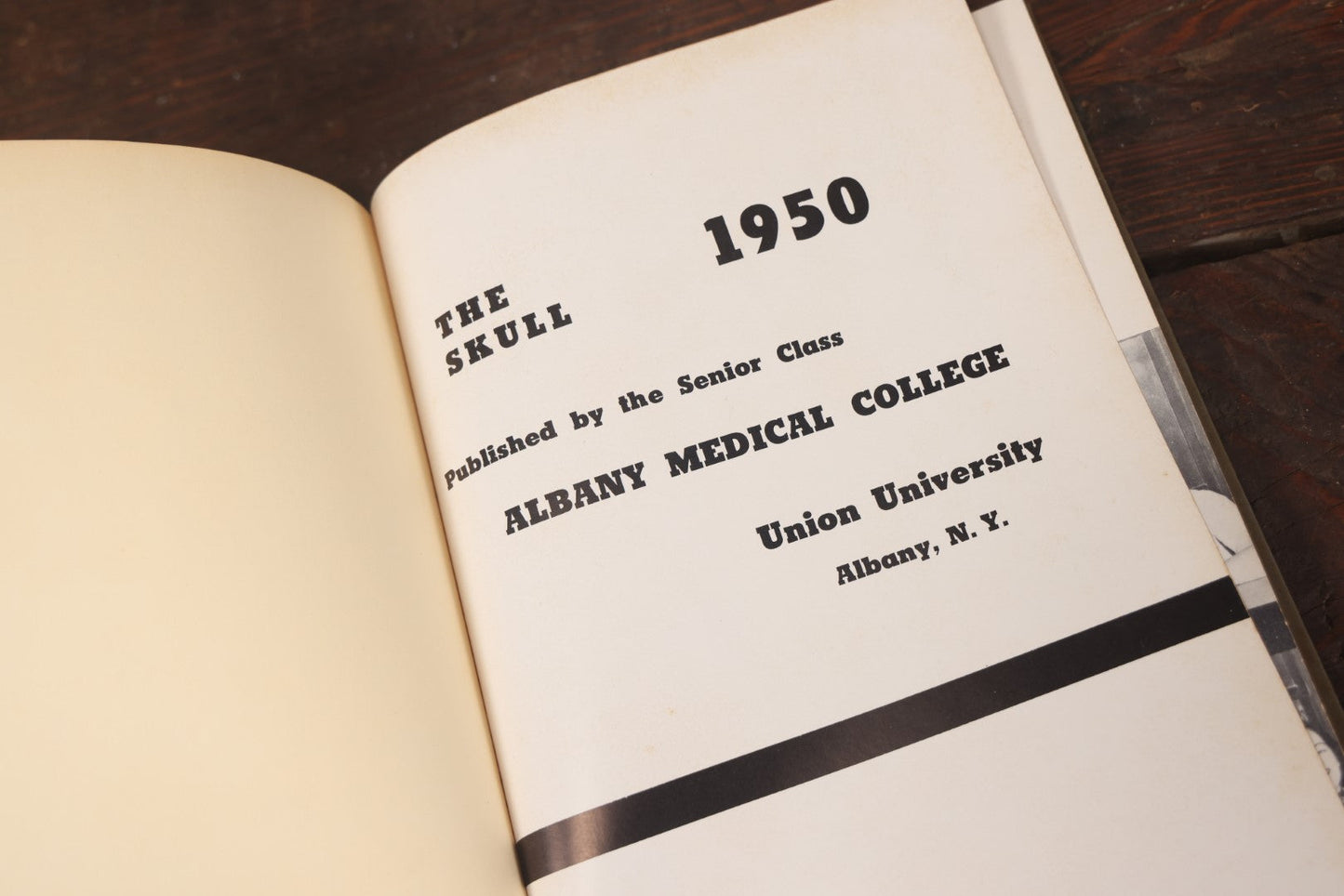 Lot 041 - The Skull 1950 Yearbook From Albany Medical College, Union University, Albany, New York, Skull On Cover, Interesting Medical Photos Inside