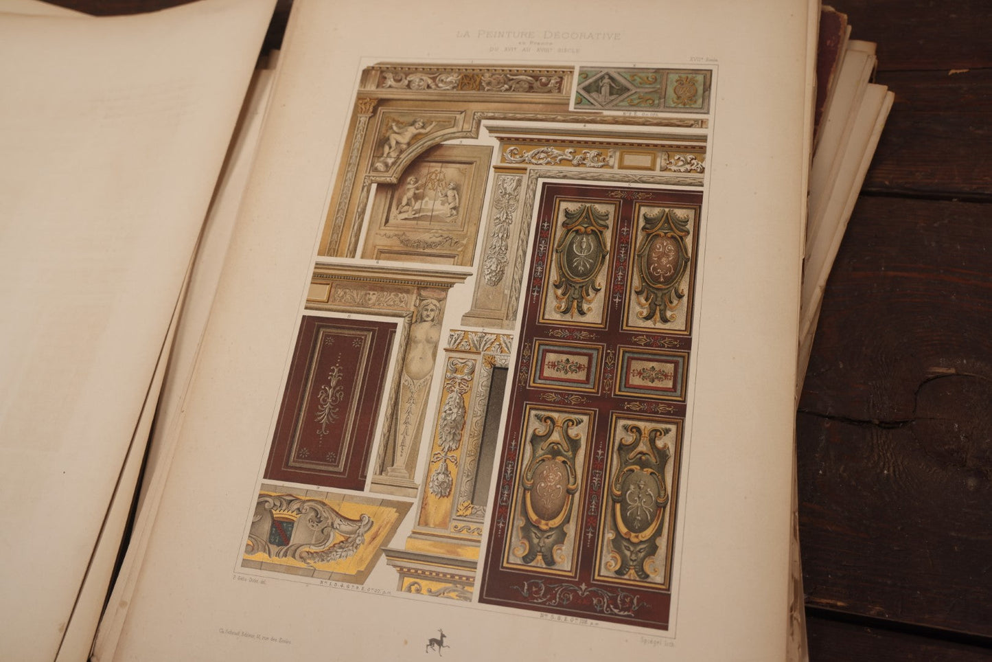 Lot 049 - Pair Of Antique French Folio Art Books, Cathedrals Of France And Decorative Paintings In France, Craft Condition, May Be Incomplete, Hundreds Of Art Prints, Many Color Plates