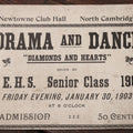 Lot 055 - Antique Poster For "Drama And Dance: 'diamonds And Hearts'" Given By The Cambridge English High School Seniors, Class Of 1903, Newtown Club Hall, North Cambridge, Massachusetts