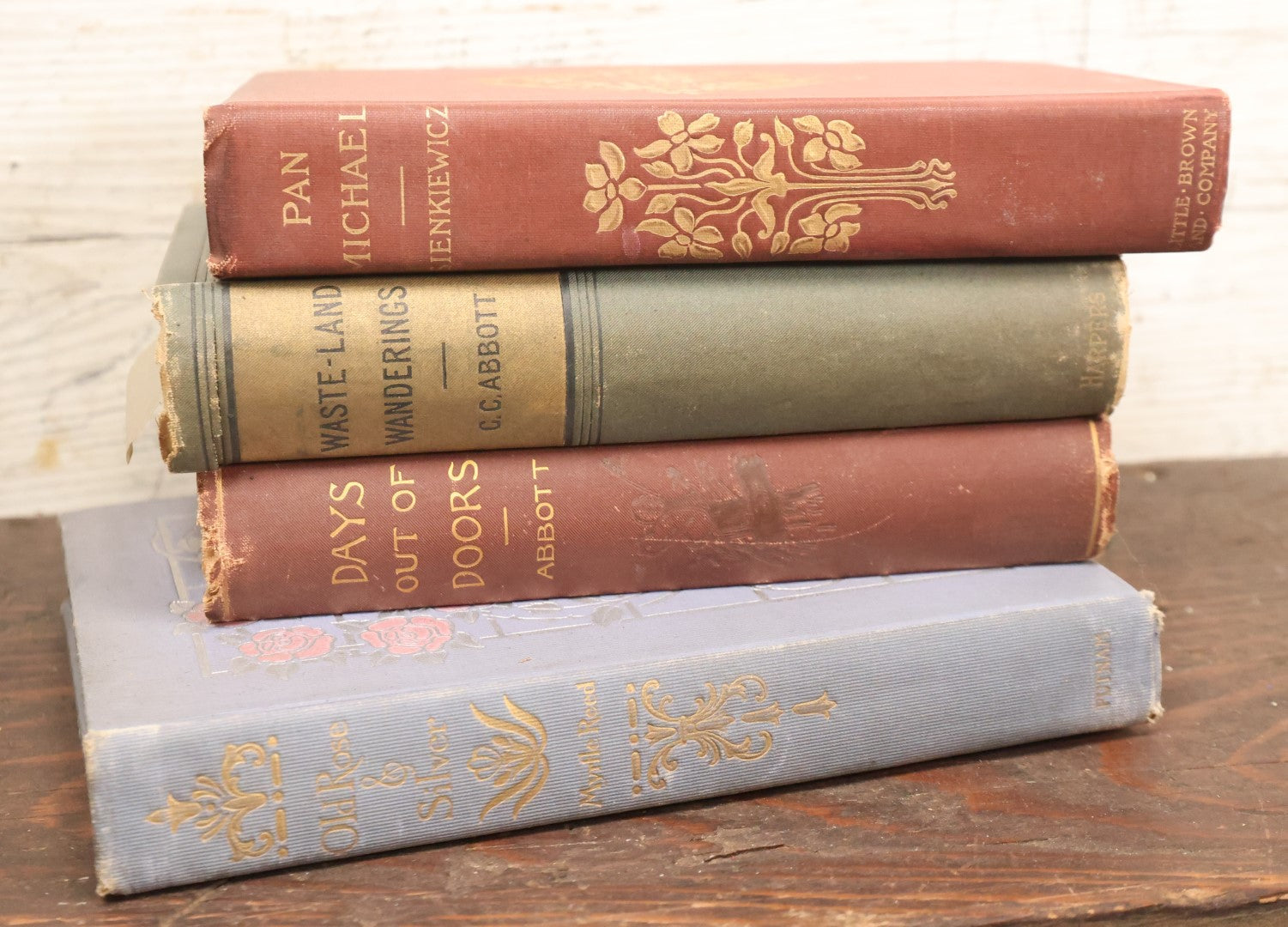 Lot 081 - Grouping Of Four Antique Books Including Pan Michael, Waste-Land Wanderings, Days Out Of Doors, And Old Rose & Silver