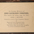 Lot 083 - Antique Mourning Memorial Embossed Card, In Loving Memory Of Enid Kathleen Ponsford, Died August 3rd, 1907, Aged 5 Months, Interred In Arno's Vale Cemetery, Bristol