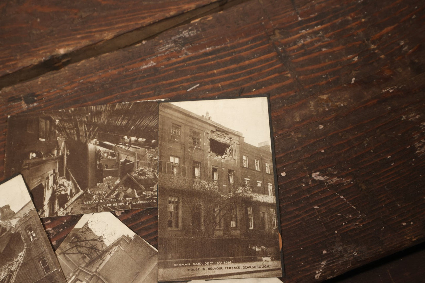 Lot 084 - Grouping Of 10 Vintage Printed Postcard Copies Showing Scenes From The Destruction Of World War I Following A German Air Raid In Scarborough