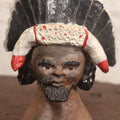 Lot 088 - Unusual Vintage Redware Clay Sculpture Bust Of A Man In A Headdress With Horn Ornament, Unsigned, Unknown Maker
