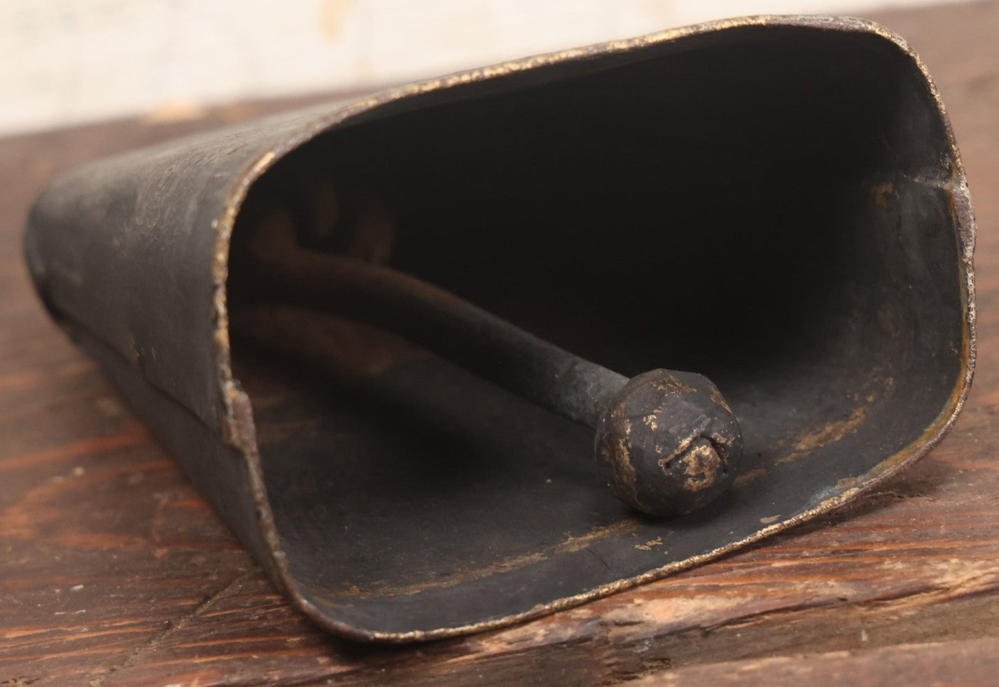 Lot 089 - Vintage Metal Cow Bell In Black Paint