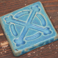 Lot 090 - Vintage Ceramic Art Tile From The Historic Pewabic Pottery, Detroit, Michigan, Blue Color With X Design