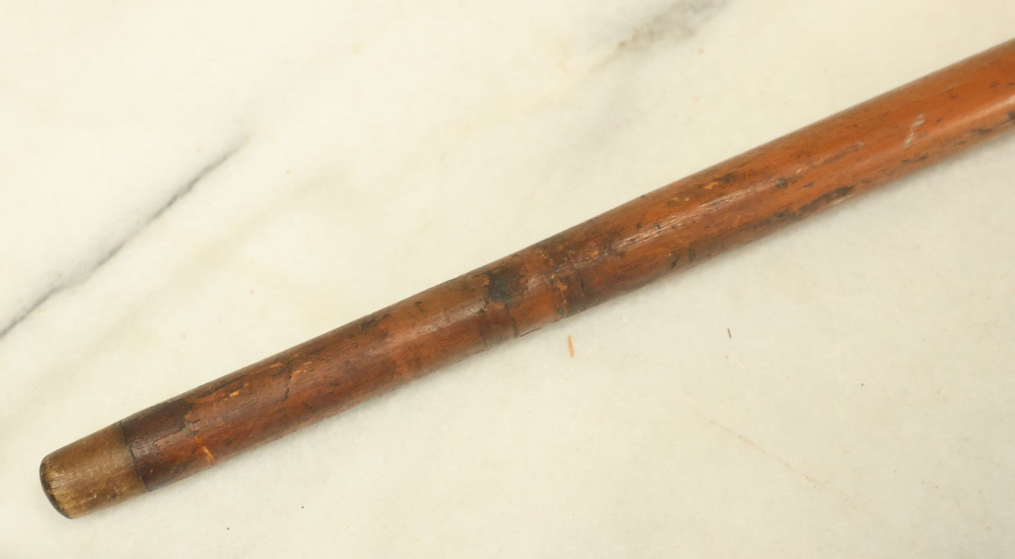 Lot 006 - Antique Carved Wooden Dog Head Umbrella Handle Cane With Glass Eyes, No Umbrella, Usable As Cane, 37" Long