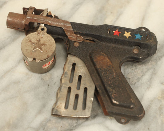 Lot 010 - Vintage Roll Cap Toy Gun, Super Defence By Langson Mfg Co., Made In U.S.A., Note Rust, Wear