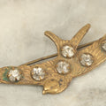 Lot 016 - Antique Brass Swallow Bird Brooch Pin With Stones