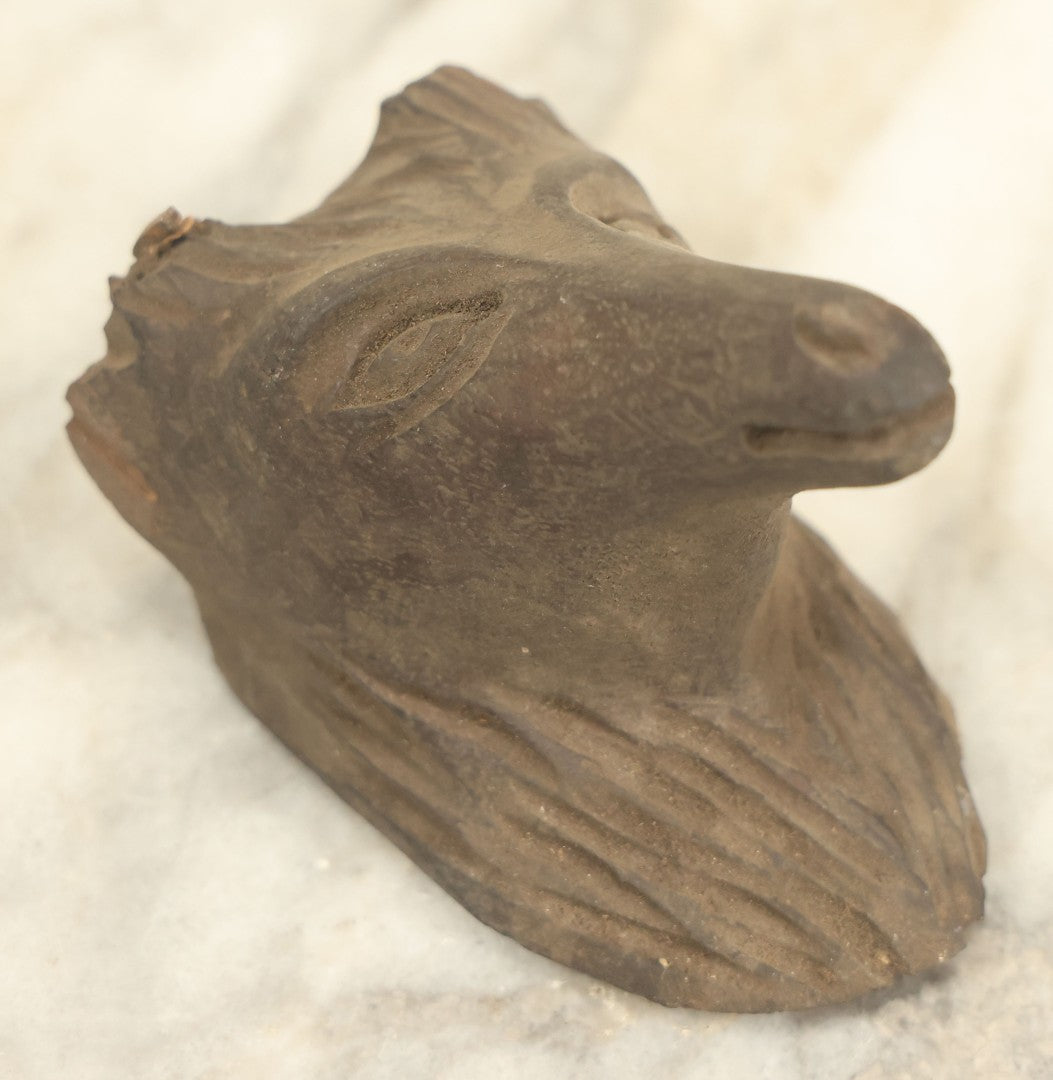 Lot 018 - Antique Black Forest Carved Stag Head Fragment As Found