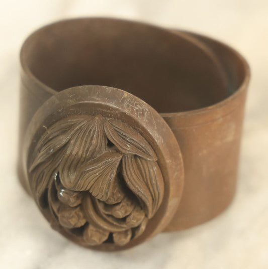 Lot 019 - Antique Vulcanite Art Nouveau Cuff Bracelet With Floral Design