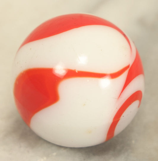 Lot 020 - Vintage Red, Orange, White Marble Swirl Shifter Knob, Marked G.S. Co., #0, Glows Under Blacklight, Note Surface Crack