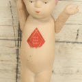 Lot 025 - Vintage Queue San Baby Bisque Doll With Partial Paper Label