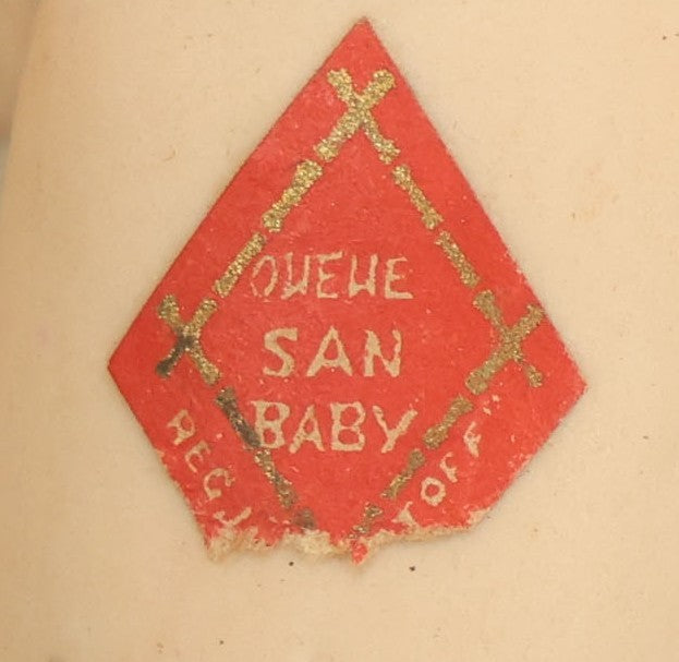 Lot 025 - Vintage Queue San Baby Bisque Doll With Partial Paper Label