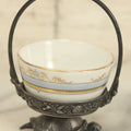 Lot 028 - Antique Porcelain Sugar Bowl With Silverplate Turtle Base