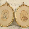 Lot 037 - Pair Of Antique Oval Framed And Matted Portrait Photos Of Men With Beards, One With Hand Coloring, Ornate Finials On Frames