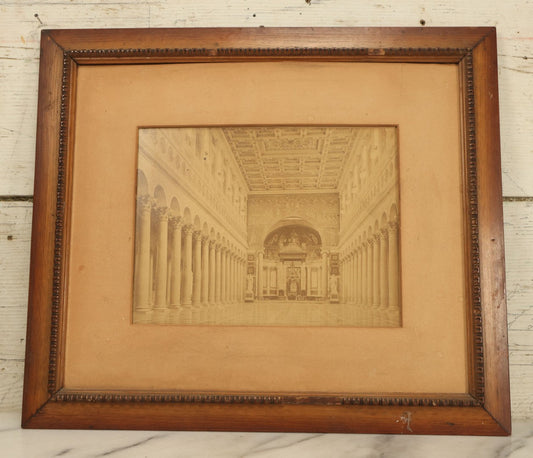 Lot 041 - Antique Framed Photo Of The Interior Of Saint Paul's Basilica, Rome, Note No Glass In Frame