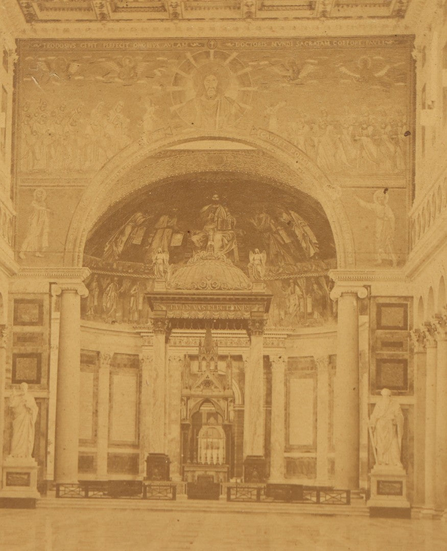 Lot 041 - Antique Framed Photo Of The Interior Of Saint Paul's Basilica, Rome, Note No Glass In Frame