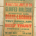 Lot 046 - Vintage Glorified Burlesque Broadside Paper Board Poster Featuring Stripped Girl Diane Lacroix, A Tommy Levene Production, Nipmuc Park Theater, Mendon, Massachusetts, Note Split, Taped Down Middle, Circa 1945
