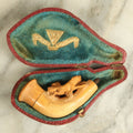 Lot 053 - Vintage Carved Meerschaum Hunting Dogs Smoking Pipe With No Stem In Case, Various Wear And Tear, Two Dogs Facing Opposite Directions