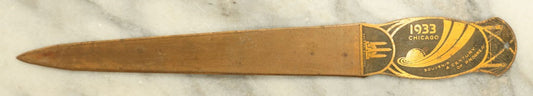 Lot 057 - Vintage Letter Opener Souvenir Of The Chicago Centennial, 1933, "A Century Of Progress" 