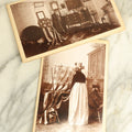 Lot 070 - Pair Of Large Size Antique Cabinet Card Photographs Of An Elderly Woman Posing With A Large Hand Sewn American Flag, Rifle, Possible American Revolution Connection Or Centennial, Chamberlain, Photographer, Rhode Island And Massachusetts