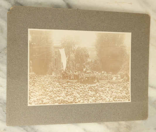 Lot 075 - Antique Boarded Photograph Of Theodore Roosevelt Giving A Campaign Speech In His Campaign For President, Washington Square, Haverhill, Massachusetts