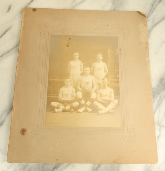 Lot 086 - Antique Boarded Photograph Of A Basketball Team With Five Players, Annex Team